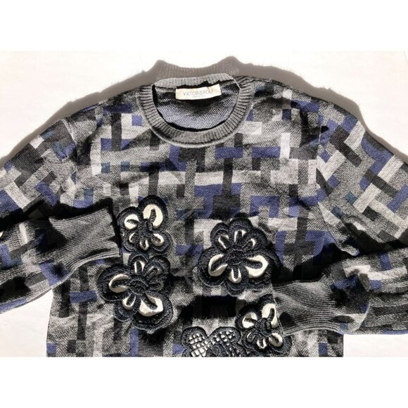 Viktor & Rolf Geometric Floral Print Knit Sweater Multi Size Medium - Picture 4 of 8